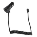 Micro USB Car Fast Charger Adapter with Coiled  Cable & Dual Ports