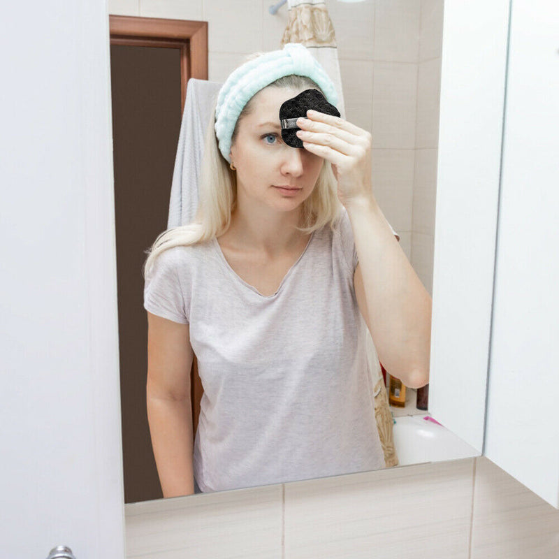 Soft Powder Puff Double-Sided Make Up Remover Towel Cleansing Puff (Black)