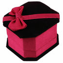 Bowknot Velvet Rectangle Jewellery Ring Gifts Box Case Wedding Magenta