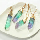 Irregular Rainbow Stone Natural Crystal Pendant Necklace Chakra Rock Quartz 1PC