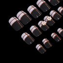 24Pcs Acrylic false french nails full finger nail art cover manicure+2g gel M&E
