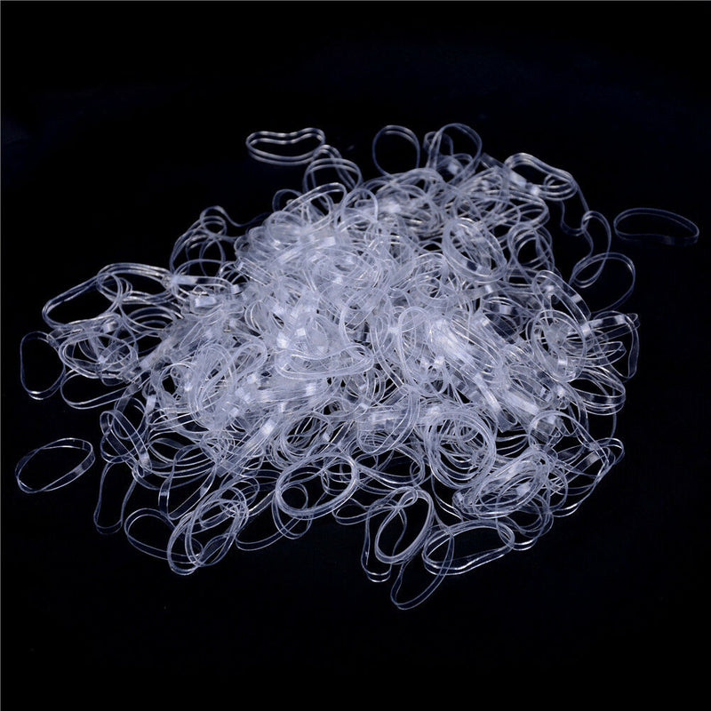 500pcs Clear Ponytail Holder Elastic Rubber Band Hair Ties Ropes Rings A Gw