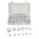 100pcs 12 Sizes Double Wire Spring Hose Clamps Fuel Line Hose Tube Clip Assorted