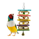 Parrot Bird Toys Natural Wooden Grass Chewing Bite Hanging Cage Bell Swing Climb