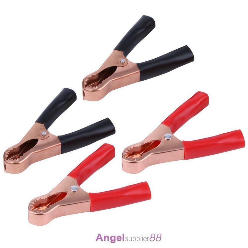 2 Red+ 2 Black 50A Copper Coated Car Battery Test Clips Alligator Clamps A