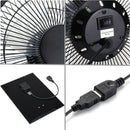 Black Solar Panel Powered +USB 5W metal Fan 8Inch Cooling Ventilation Car C
