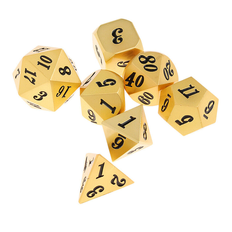 7 Pieces Metal Dice Set D6 D8 D10 D12 D20 for Board Games RPG MTG
