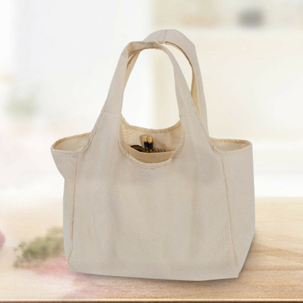 Pouch Cotton Blend Large Capacity Shopping Bag Double Handles Foldable Reusable