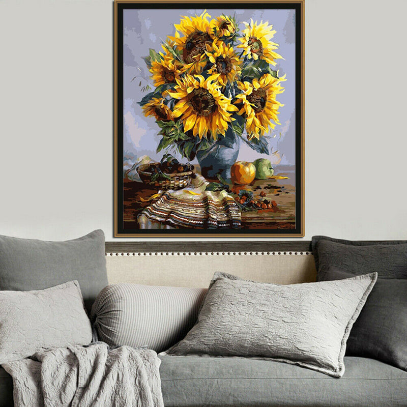 Sun Flower 40x30cm DIY Paint By Numbers Oil Painting Kit Canvas