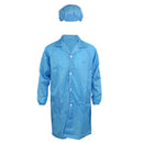 Men Women Blue Point Collar Anti Static Clean Room ESD Overall Gown w Cap X