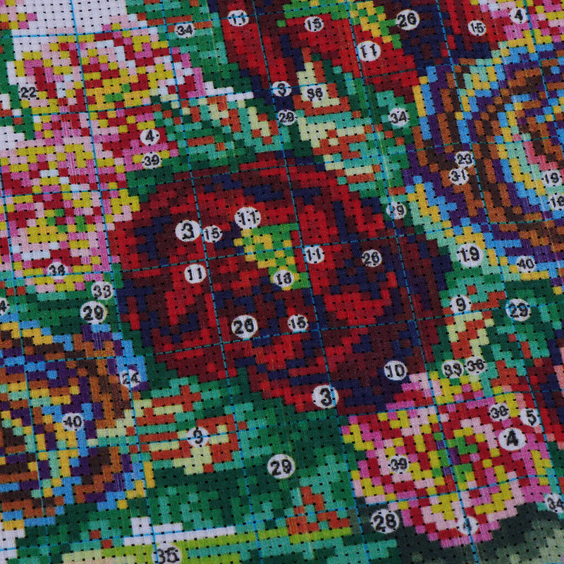 1 Set Stamped Cross Stitch Kits Material Package with Flower Pattern