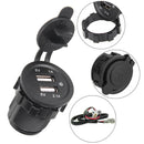12V-24V 2 USB Port Car Charger Cigarette Lighter Socket Power Adapter +Wire Fuse
