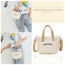 Letter Print Shoulder Satchel Handbags Canvas Women Crossbody Bags (White)