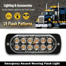 Car Flashing Emergency Light 4X12 LED Grill Strobe Flash Warning Lamp Amber W4V1