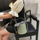Plaid Bowknot Shoulder Handbags Leather Women Crossbody Bucket Bags (Green) A