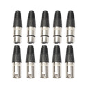 5Pairs XLR 3Pin Female MIC Jack Plug Audio Microphone Cable Connector Black