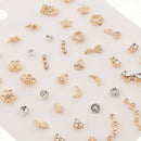 21 Pairs Stud Earrings Set Cross Arrow Tassel Triangle Shape Cubic Zirconia