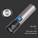 USB Charging 500lm Waterproof Flashlights Zoomable T6 LED Glare Flashlight