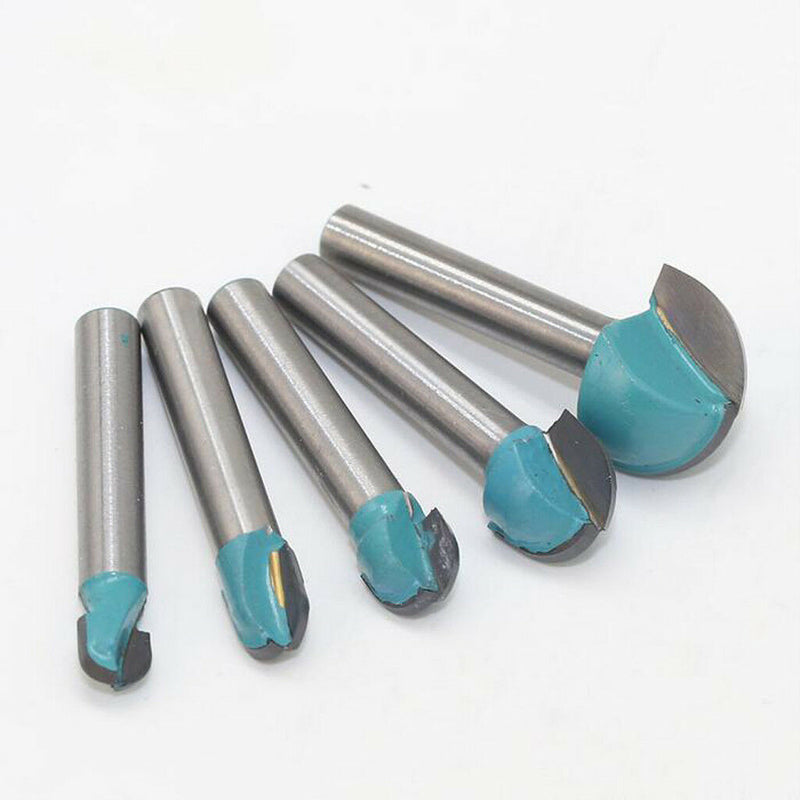 5Pcs 6mm Shank Round Nose Cove Core Box Router Bit Cutter for Woodworking