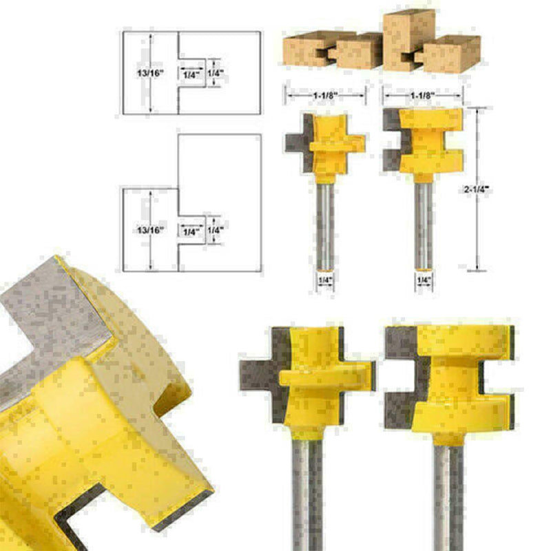 2pcs Tongue And Groove Router Bit 1/4" Shank Chisel Cutter Woodworking Mill L4H2