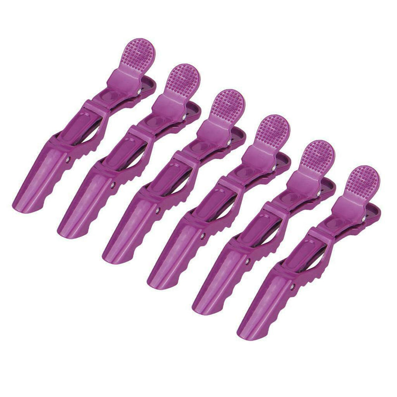 6Pcs Professional Hair Sectioning Clips Duckbill Clamp Extra Large Purple