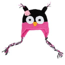 Cute Handmade Newborn Baby Kids Owl Knit Hat Cap Black and Rose Pink