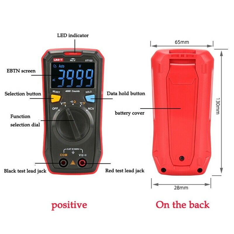 Uni-T Ut123 Pocket-Sized Residential Multimeter; Handheld Digital Multimete M8I3