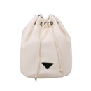 Drawstring Bucket Bag Women PU Chain Crossbody Shoulder Handbags (White)