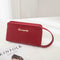 Women Handbag Leather Solid Color Money Purse Wrist Pocket Clutch (Red)
