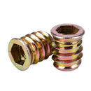 Set of 5 threaded insert M10 x 20 mm for wood