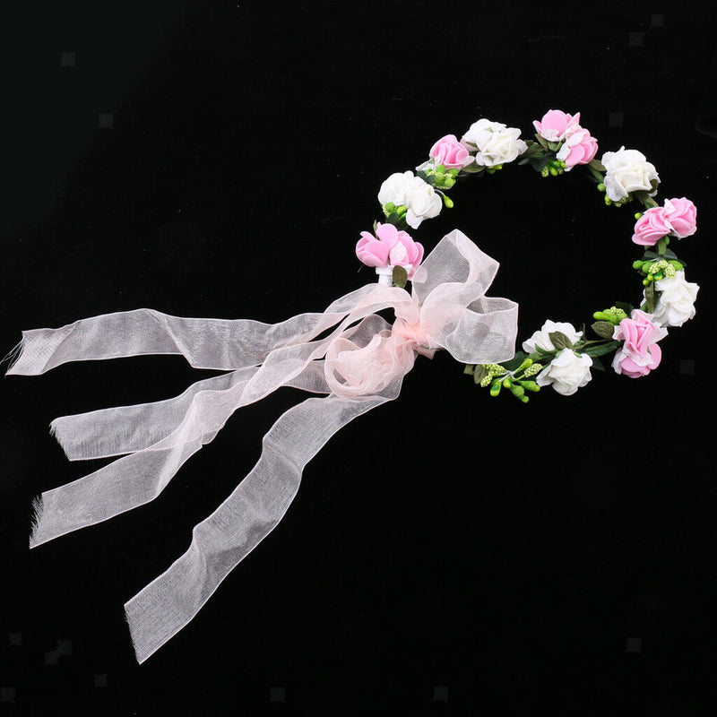 Wreath Flower Artificial Flowers Hair Band Floral Bridal Wedding Hairband