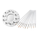 13Nylon Hair Brush Script Liner Aluminium Paint Palette For Acrylic Oil Painting