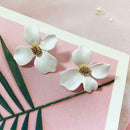 Korean Girls Flower Ear Stud Casual Women Sweet Earrings Jewelry (White) A