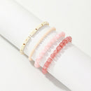 4Pcs Multicolor Crystal Strand Beads Bracelets For Women Beads Peach-Bracel