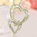 Delicate Zircon Footprint 2 Hearts Pendant Necklace for Couple Fashion Jewe R7R2