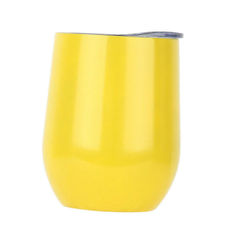 Insulated Stainless Steel Wine Double Wall Vacuum Cup 12OZ Yellow