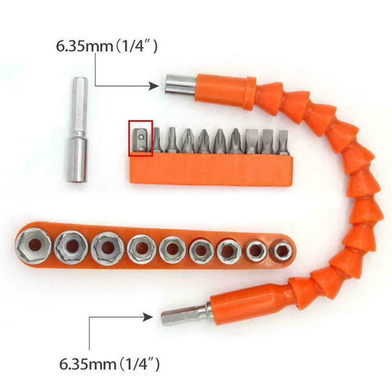 21PCS Drill Bit Extension Kit Flexible Soft Shaft Extension Screwdriver Bit Tool