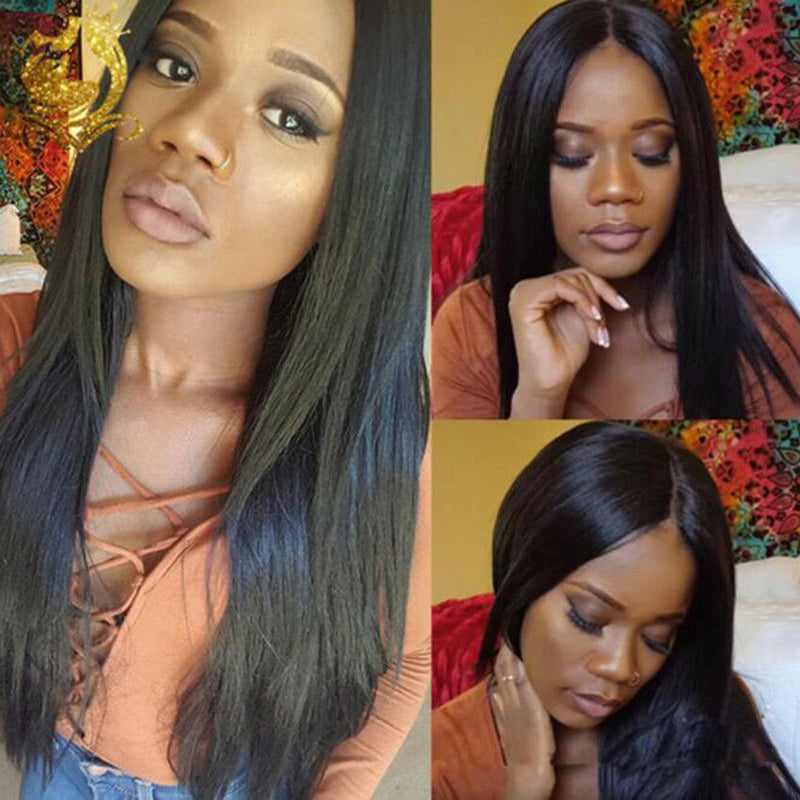 Sexy Ladies Black Long Straight Full Wig Heated-Resistant Synthetic Hair Ombre