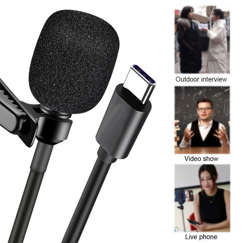 Lavalier Condenser Microphone Windproof Type-C Interface Gift With Usb Adapter