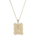 Square Rose Flower Charm Pendant Jewelry Chain Chunky Statement Choker Neckla FT
