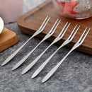 5pcs Stainless Steel Two-tine Fruit Fork Snack Dessert Forks Tableware Cake P1H5