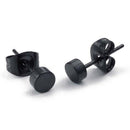 3mm Round Ear Studs, 2pcs (1 Pair) - Stainless Steel - for Men - Color Blac