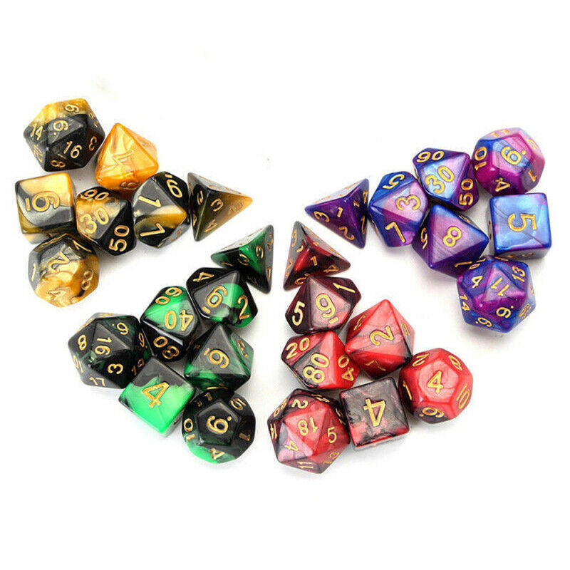 28pcs Shiny Acrylic Polyhedral Dice DND RPG MTG Role Playing Game + Bag 4  MLL