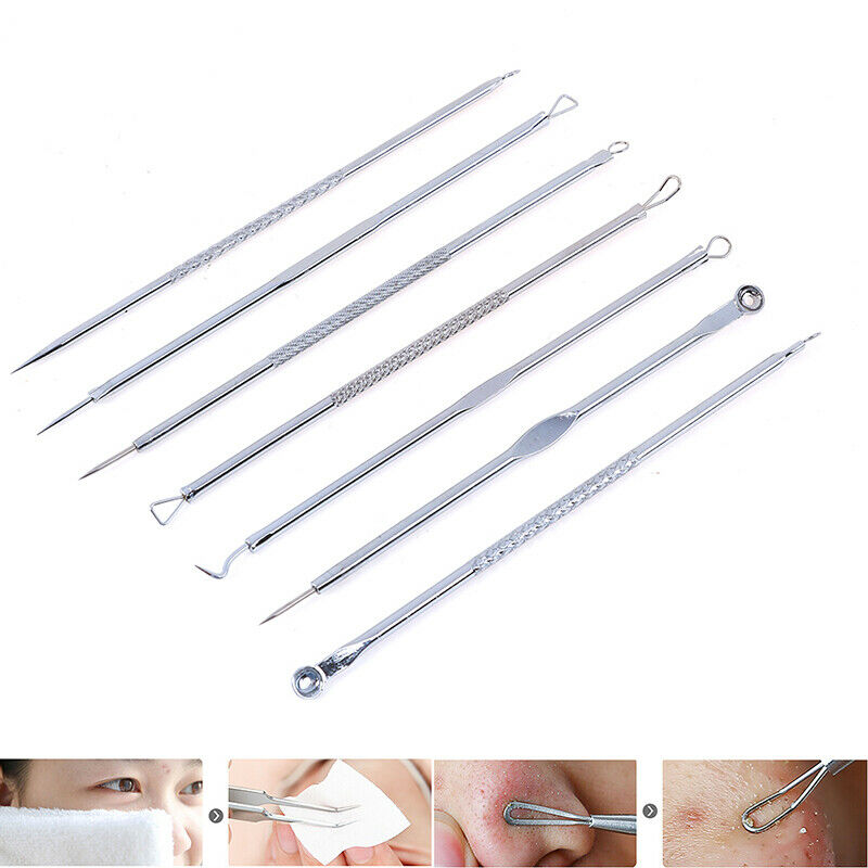 7Pcs Tool Kit Acne Extractor Remover Blackhead Pimple Needles Blemish Treat Hn