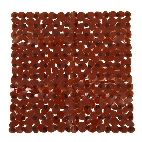 Pebble Non-Slip Suction Bath Mat - Square Mat for Shower or Tub, Amber W3B2