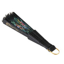 Mini Flowers Pattern Wave Edge Lace Spanish Style Hand Fan Black, Green L8D5