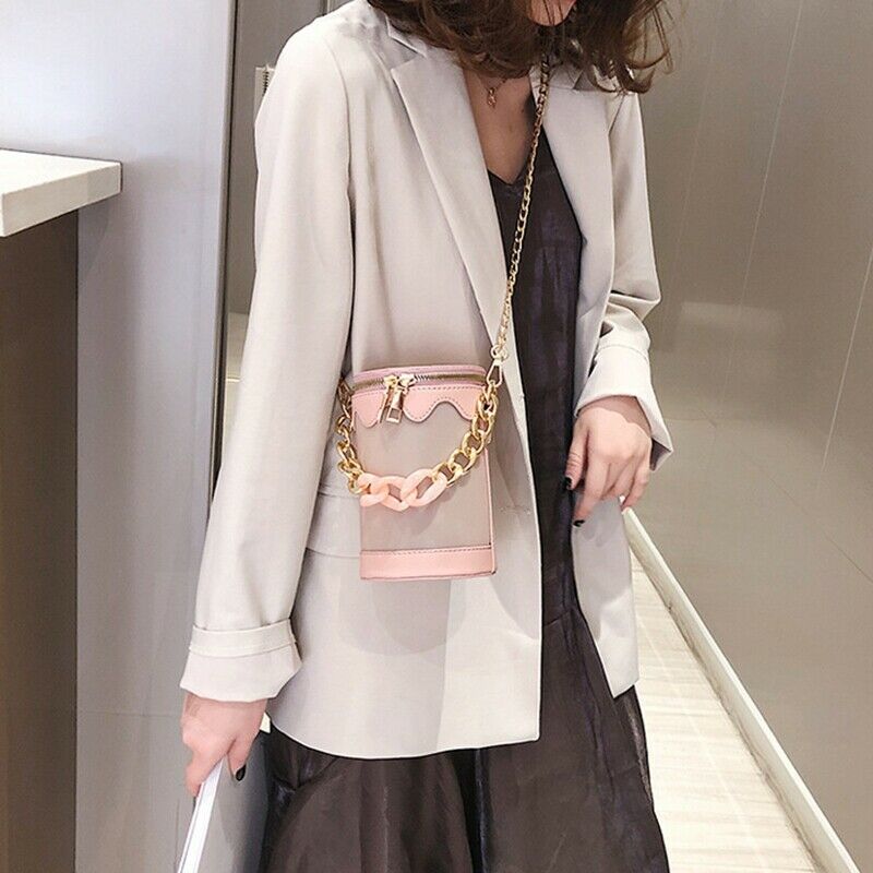 Women'S Bucket Summer Handbag New Korean Fashion Chain Small Round Bag Stit M6U5
