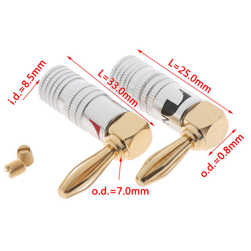 4PCS 4mm L Banana Plug Connector Red&Black Plated Speaker Banana Connector ME