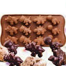 12 Cells Dinosaur Silicone Fondant Mould Cake Decorating Baking Tools Brown Y3P3
