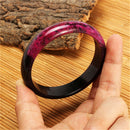 Beautiful Plum Peach Blossom Flower Natural Xiuyan Jade Bangle Bracelet & Box